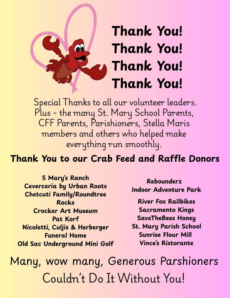Crab Feed Thank You's